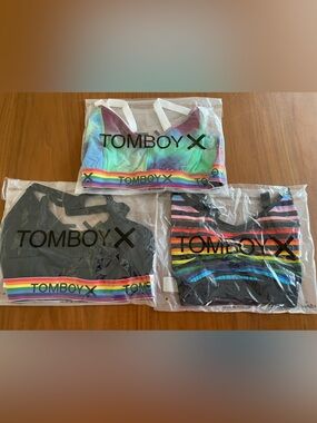 TomboyX Black Activewear Set with Rainbow Trim - Lot of 3